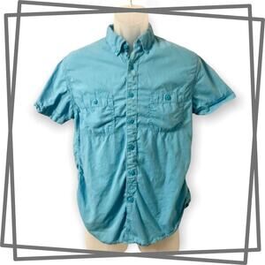 𝅺Arizona Jean Co Men's S Sky Blue Short Sleeve Button Down Shirt